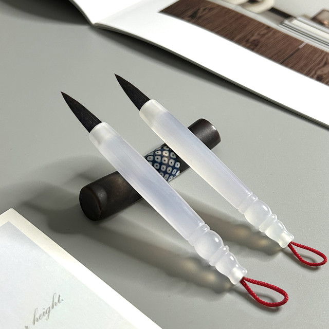 袖珍紫袍玉髓胎毛筆一對